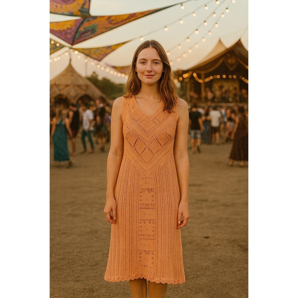 Free People Beach Sunrise Crochet Midi Dress S Boho Festival Sleeveless Knit